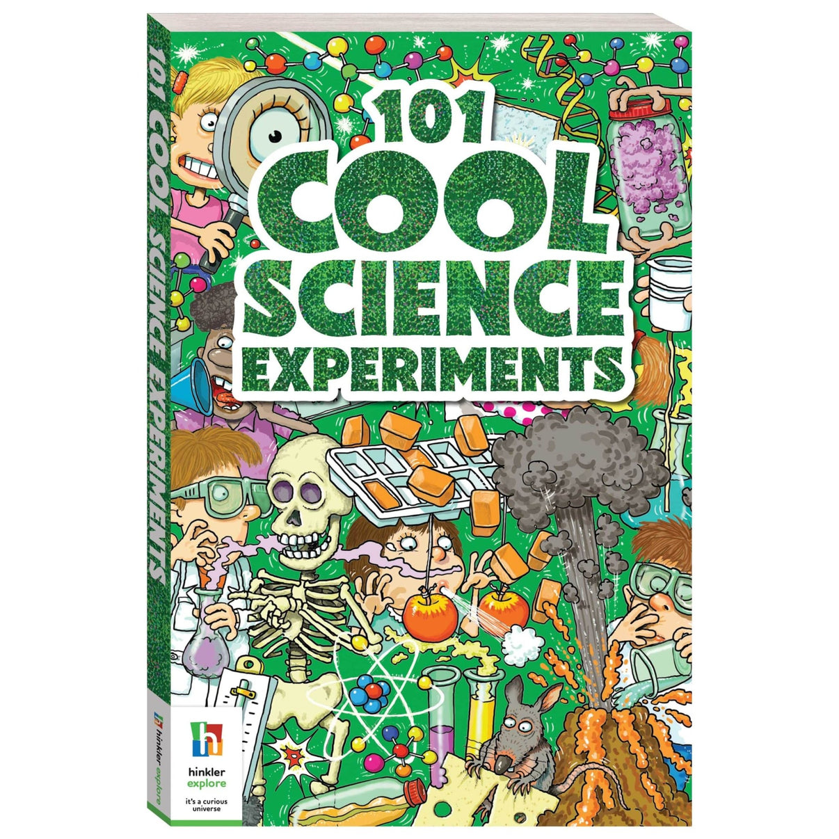Hinkler 101 Cool Science Experiments book cover with colorful cartoon science scenes