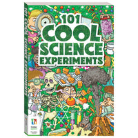 Hinkler 101 Cool Science Experiments book cover with colorful cartoon science scenes