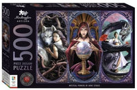 500-piece jigsaw puzzle box with mystical fantasy scene and central wizard figure