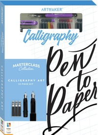 Calligraphy art kit box with pen set, blue and black lettering