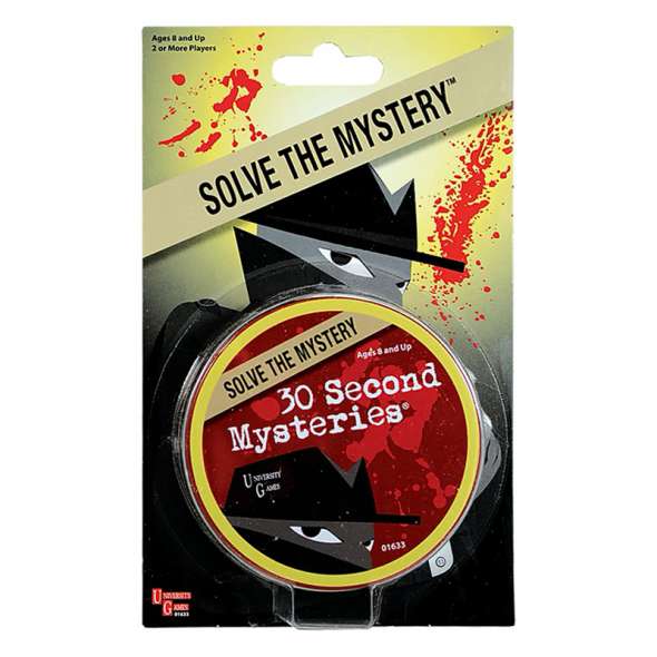 Boxed party game titled '30 Second Mysteries' with 'Solve the Mystery' graphic