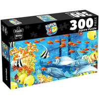 300-piece 3D lenticular shipwreck jigsaw puzzle box with colorful ocean scene