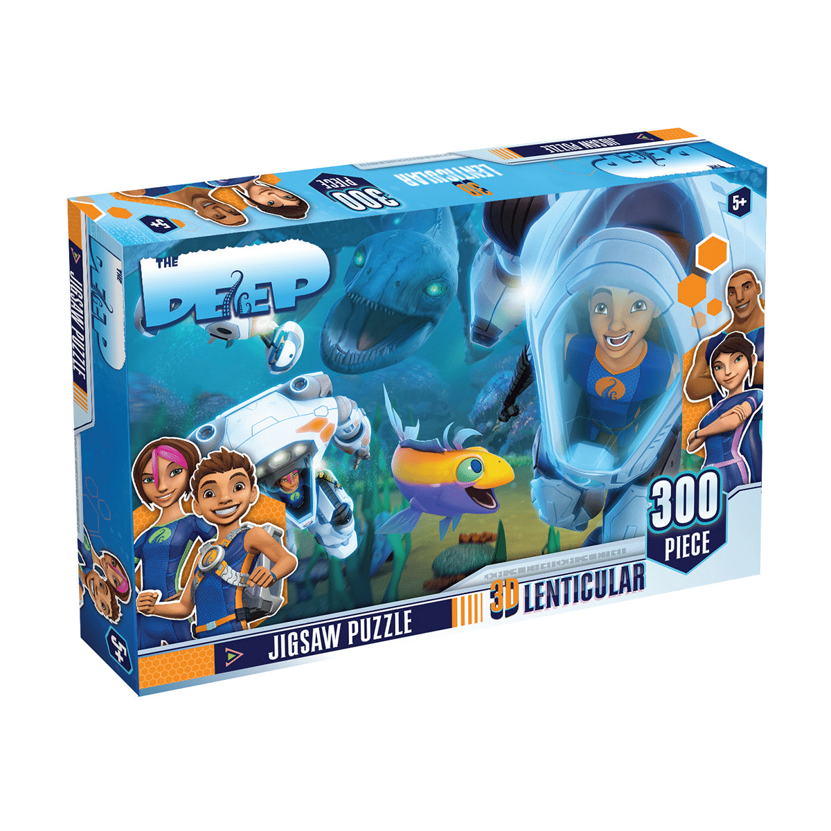 300-piece 3D lenticular jigsaw puzzle box with sea monster theme