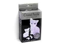 Crystal puzzle box with purple cat and kitten, 49 pieces
