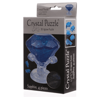 Sapphire 3D crystal jigsaw puzzle box, blue diamond-shaped puzzle pieces