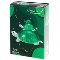 3D crystal jigsaw puzzle box with green turtles design, 37 pieces