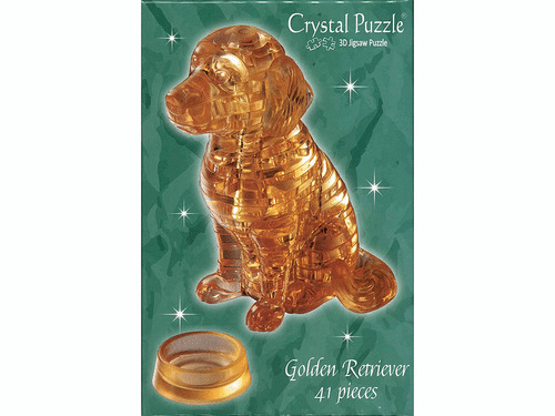3D crystal puzzle box featuring a golden retriever design