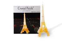 Eiffel Tower crystal puzzle kit with golden 3D model and box
