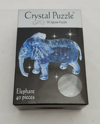 Blue 3D elephant crystal puzzle box, 40 pieces, with window