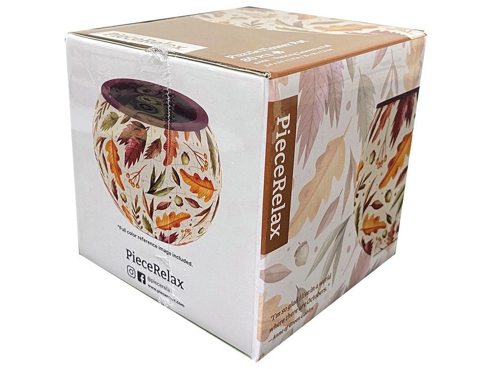 Flowerpot puzzle gift box with leaf-pattern design and PieceRelax branding