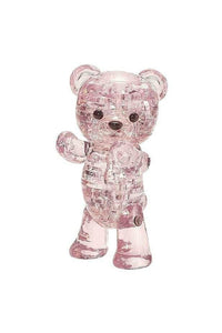 Pink crystal 3D puzzle bear figure with jewel-like facets