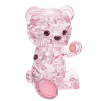 Pink crystal bear puzzle figure with 3D faceted body, round eyes and nose