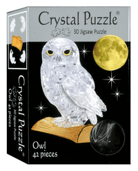 Boxed 3D owl crystal jigsaw puzzle with clear owl model
