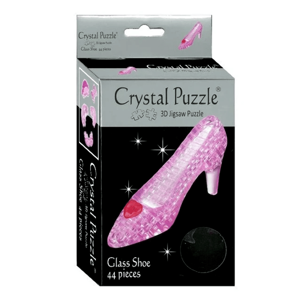 Pink crystal glass shoe 3D puzzle box, 44 pieces