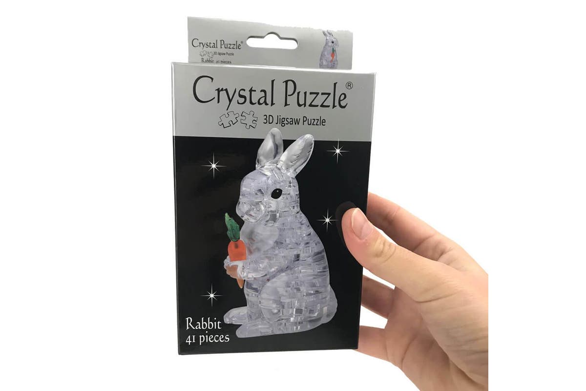 3D crystal rabbit jigsaw puzzle in retail box, 41 pieces