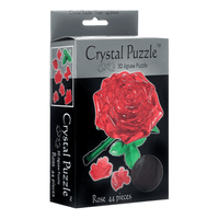 3D crystal puzzle rose kit with red rose design on retail package