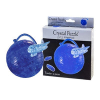 Blue 3D crystal puzzle globe with clear handle and small pieces