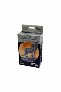 3D wolf crystal puzzle box with illustrated wolf and planet graphic