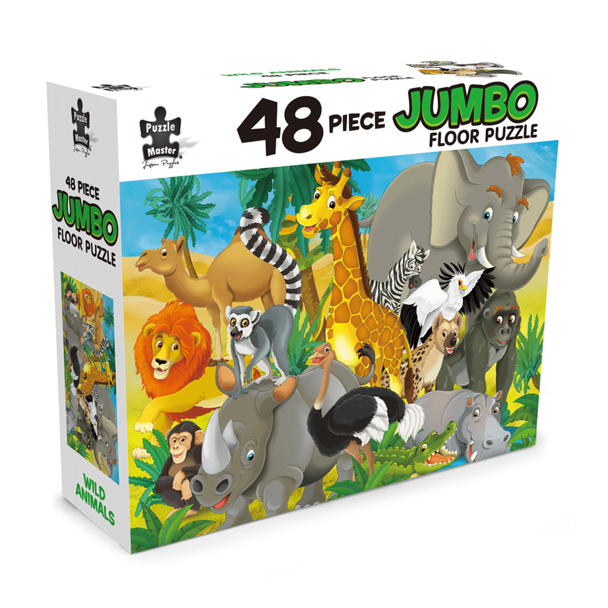 48-piece jumbo floor puzzle box with wild animals illustration