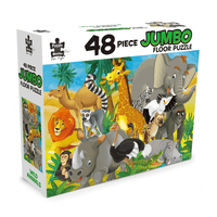 48-piece jumbo floor puzzle box with wild animals illustration