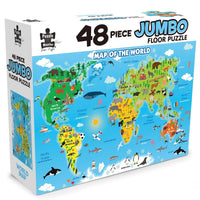 48-piece jumbo floor puzzle box featuring world map illustration