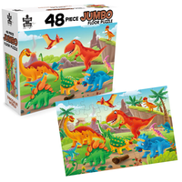 48-piece jumbo dinosaur floor puzzle box with finished puzzle image shown