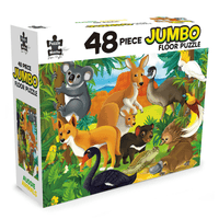 48-piece jumbo floor puzzle box featuring Australian animals in a jungle scene