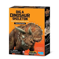 Triceratops dinosaur skeleton kit in orange retail box