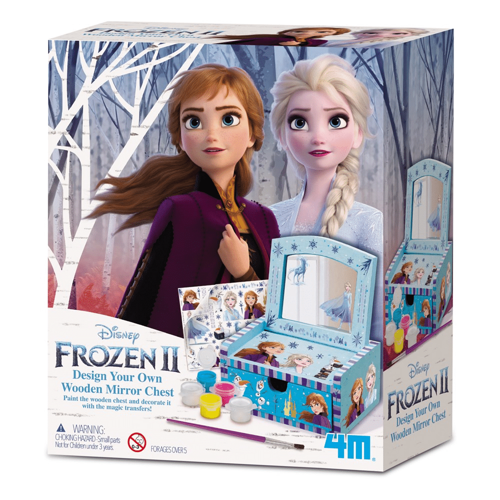 Character-themed wooden mirror chest kit retail box with front artwork