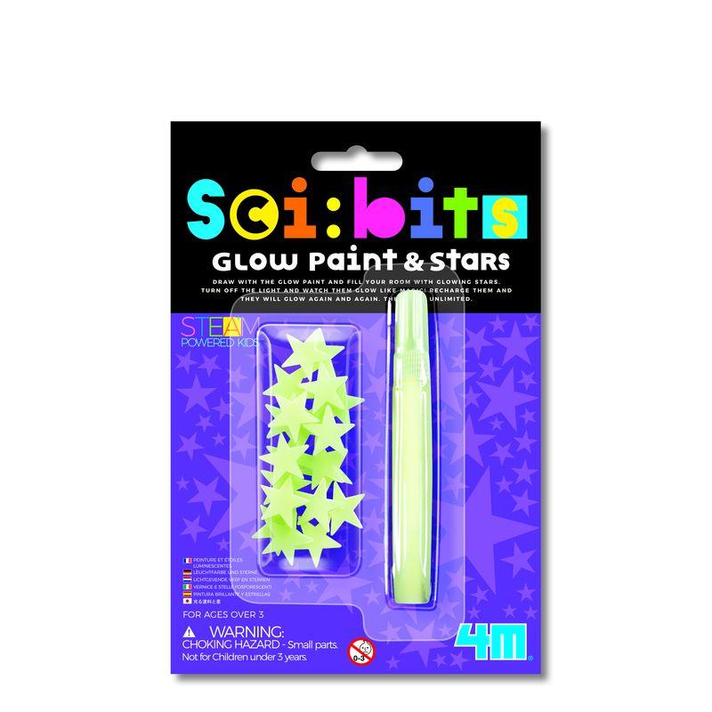 Glow paint and stars kit packaging with Sci:bits branding and applicator pen