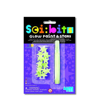 Glow paint and stars kit packaging with Sci:bits branding and applicator pen