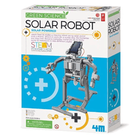 Solar robot kit box with solar panel artwork and robot model illustration