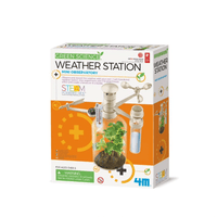 Weather station mini observatory kit box with grow plant and instruments