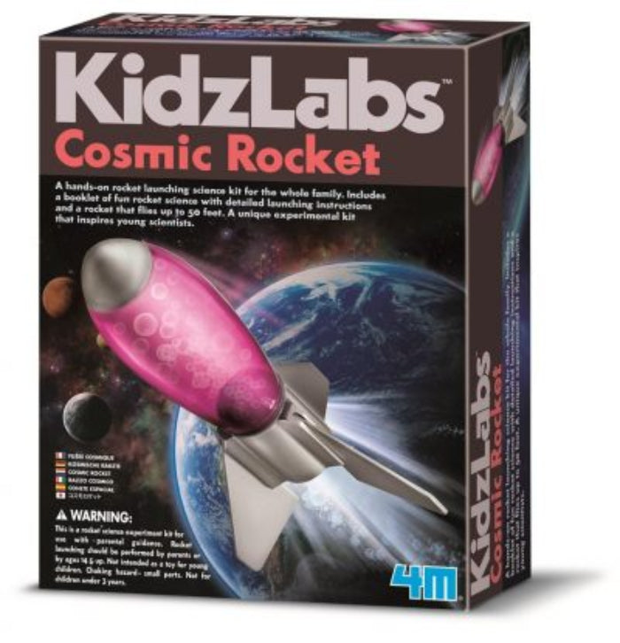 KidzLabs Cosmic Rocket rocket science kit box with rocket and instructions