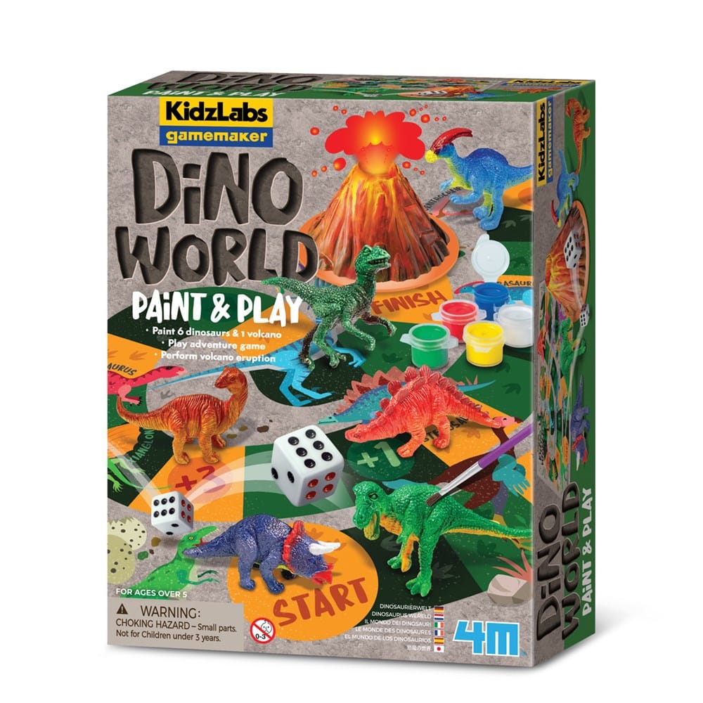 Dino World paint & play kit with colorful dinosaur art on front box
