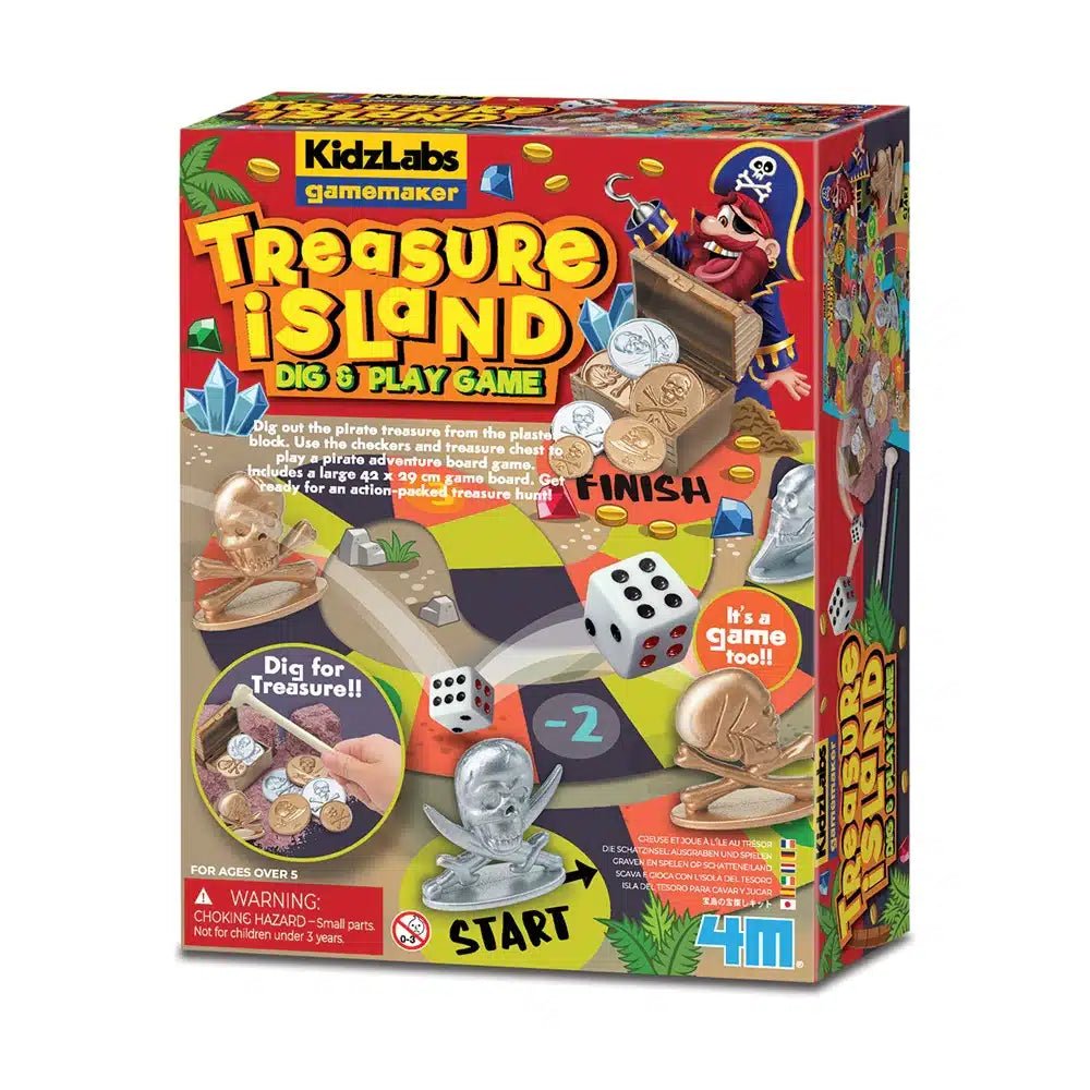 Treasure island dig & play game box front with pirate artwork