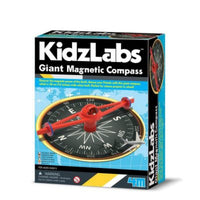 Giant magnetic compass kit box with red magnetic needle and dial