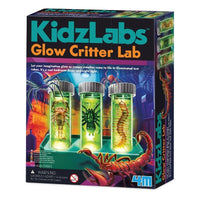 Glow critter lab kit box with three glowing insect tubes and creature illustrations