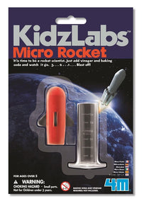 Micro Rocket science kit blister pack with red and silver rocket pieces