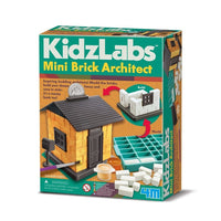 KidZLabs Mini Brick Architect building kit box with assembled house image