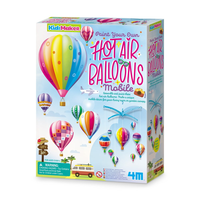 DIY hot air balloons mobile craft kit box with colorful balloon graphics