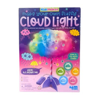 DIY fluffy cloud light kit box with colorful cloud artwork and KidzMaker logo