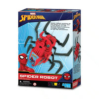 Spider robot STEM building kit box with red robot figure and spider web graphics