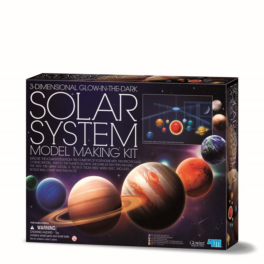 4M solar system model making kit box with glow-in-the-dark planetary artwork