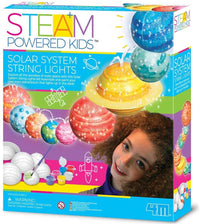 Solar system string lights kit box with planet bulb illustrations