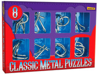 Classic metal puzzle set box with eight metal letter pieces (Ages 8+)