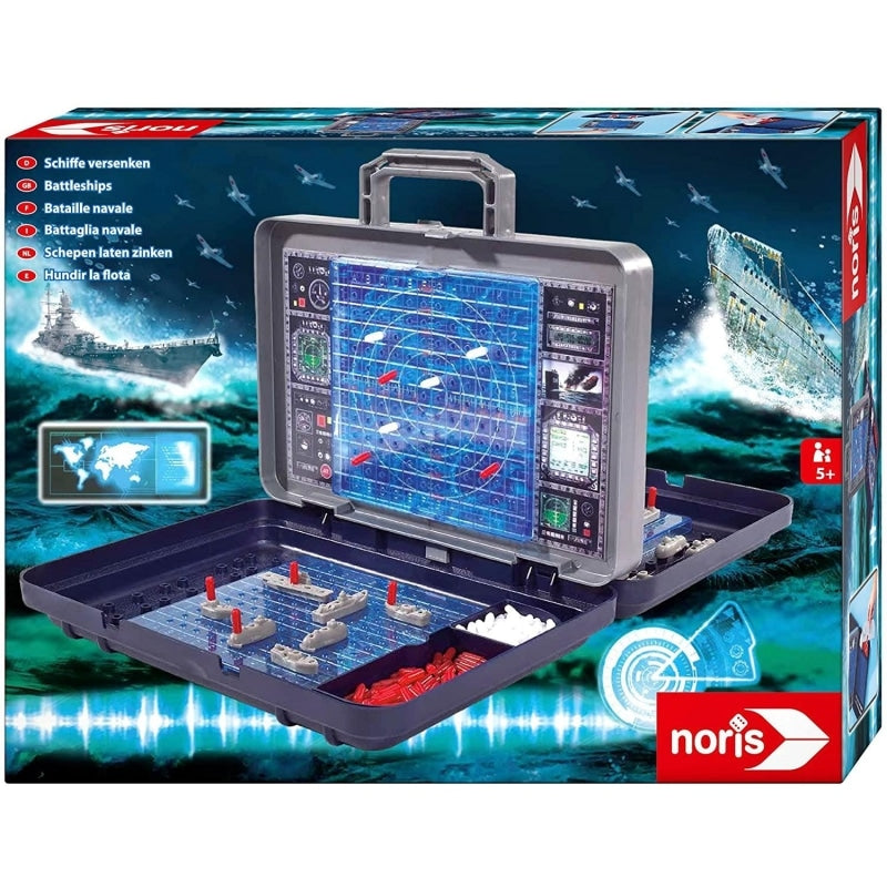 Noris naval battle strategy game box showing the open game board artwork