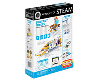 Steam buoyancy science building kit box with “Buoyant Forces” panel and play images