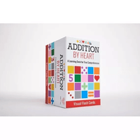 Addition flash card box with colorful math squares and numbers