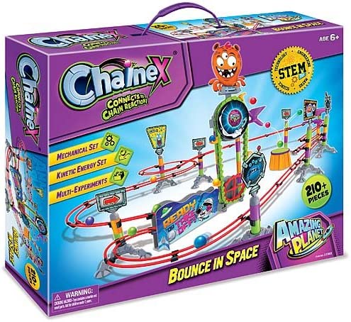 ChaineX Bounce In Space mechanical chain reaction set in purple retail box